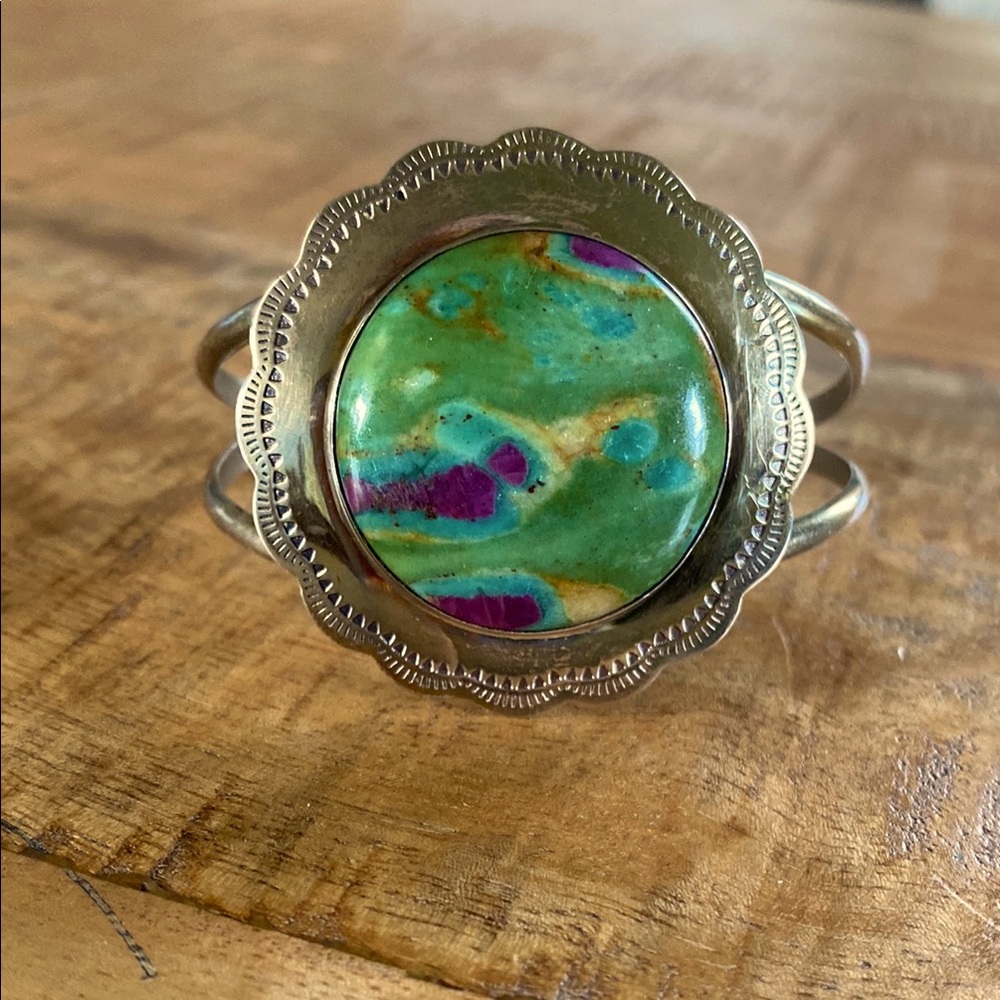 Jay King DTR Ruby in Fuchsite and Sterling Silver Cuff